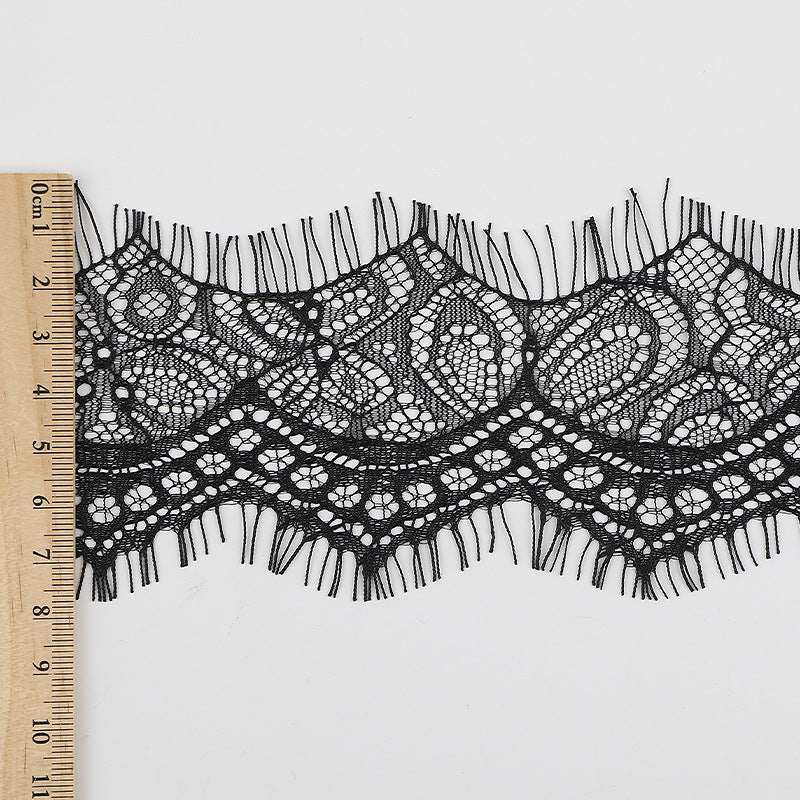 FREEDOMBEAUTY | [no- stretch] 8cm eyelash lace, black non-elastic lace edge, exquisite lace lace supplement for clothing accessories, in stock