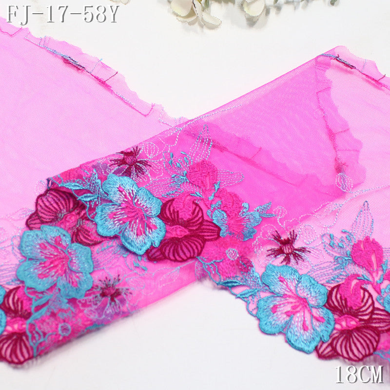 FREEDOMBEAUTY | [1Pack] Contrasting Flowers Warm Style Rose Pink Mesh Embroidery Lace, Clothing Accessories Underwear Lace Accessories