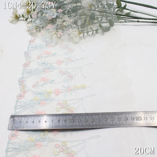 FREEDOMBEAUTY | [1Pack] Colored Plant Flower Clusters Small Fresh Mesh Embroidery Lace 20cm Skirt Wedding Curtain Lace Accessories