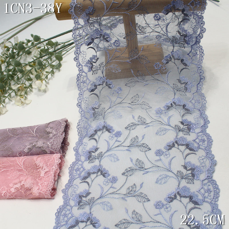 【1Pack】-Freedombeauty | Three-color mesh bilateral classical exquisite flower embroidery lace 22.5cm clothing jewelry home textile accessories