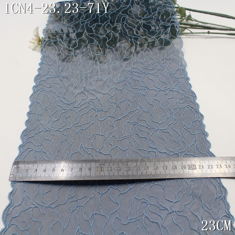 FREEDOMBEAUTY | [1Pack] Indigo mesh yarn simple full irregular stripes embroidery lace 23cm clothing accessories lace accessories