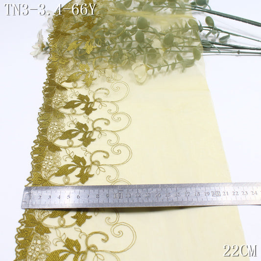 FREEDOMBEAUTY | [1Pack] Two-color light mesh autumn maple leaf pattern embroidery lace, clothing edge skirt decoration lace accessories DIY