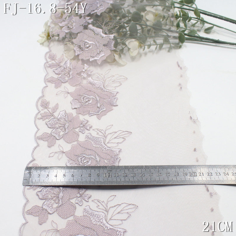 FREEDOMBEAUTY | [1Pack] Cool Fashion Style Three-Color Mesh Embroidery Lace Gold Thread Rose 21cm Dress Wedding Dress Lace Accessories
