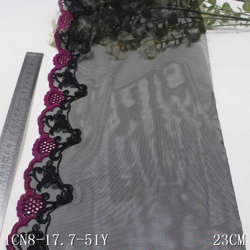 FREEDOMBEAUTY | Black Silky Light Mesh Water Soluble Lace Embroidery 23cm Clothing Home Textiles Lace Accessories