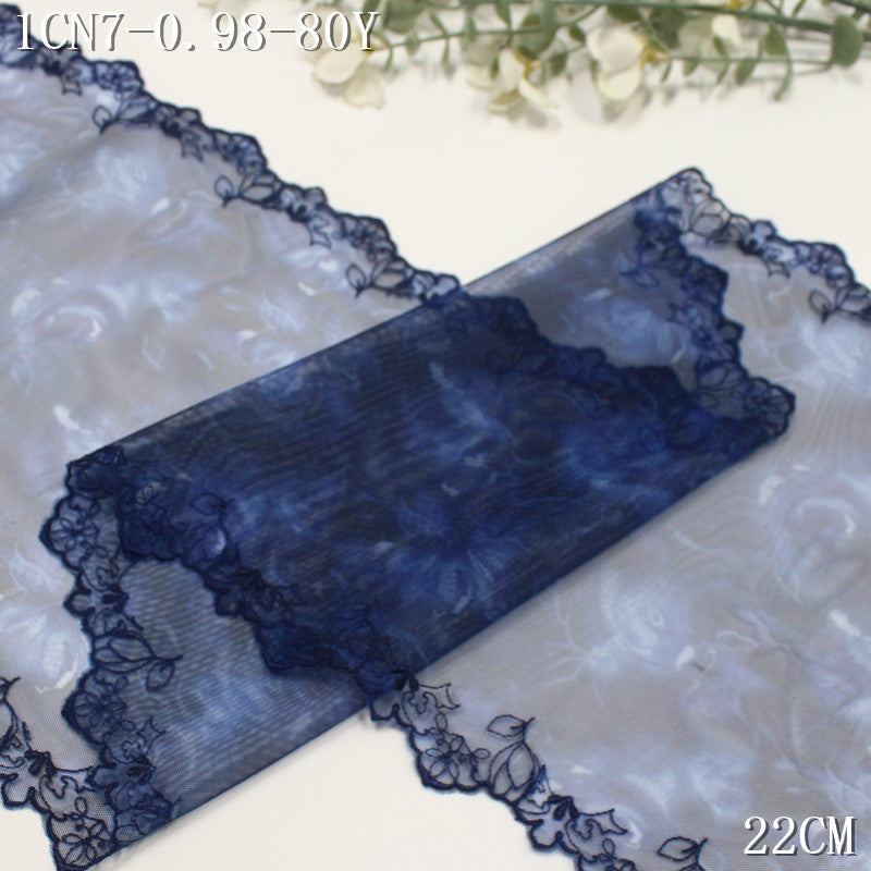 FREEDOMBEAUTY | [1Pack] Fresh printing mesh yarn bilateral flower embroidery lace 23cm skirt clothing DIY decorative lace accessories