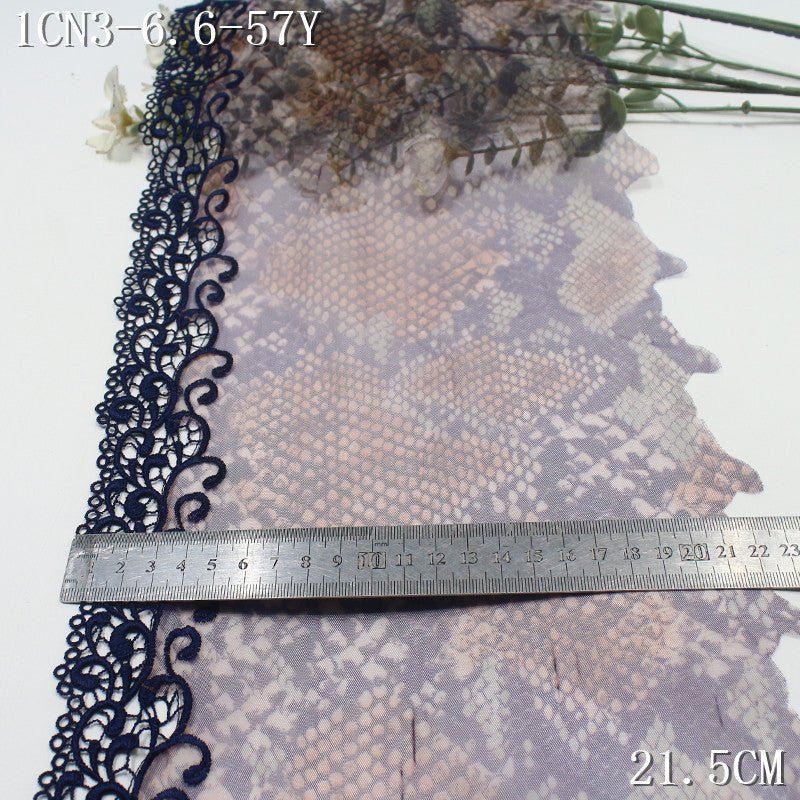 FREEDOMBEAUTY | [1Pack] Snake texture printing mesh yarn water-soluble embroidery lace 21.5cm clothing dressing lace accessories