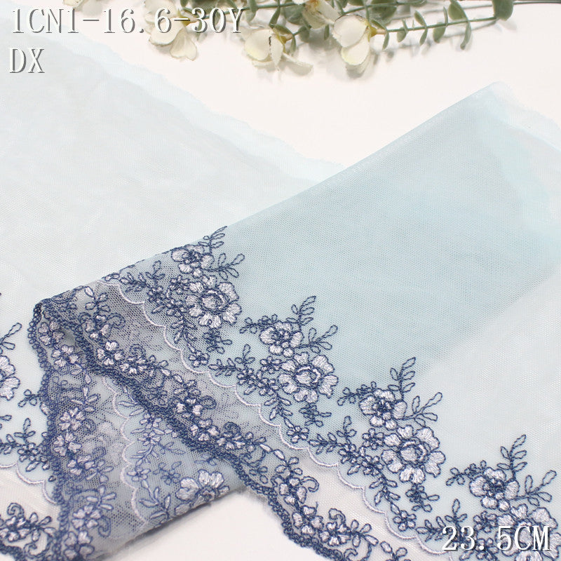 FREEDOMBEAUTY | [1Pack] Two-color double-layer splicing mesh embroidery lace retro floral 23cm drama dance suit lace accessories DIY