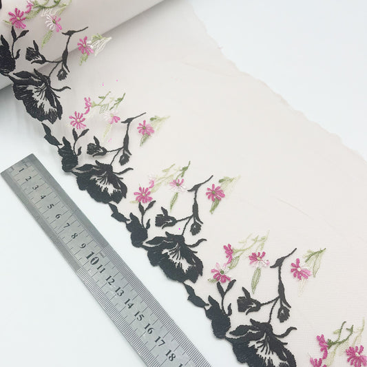FREEDOMBEAUTY | Pink bilateral small fresh lace water-soluble trim embroidery mesh flower headdress curtain underwear accessories wholesale