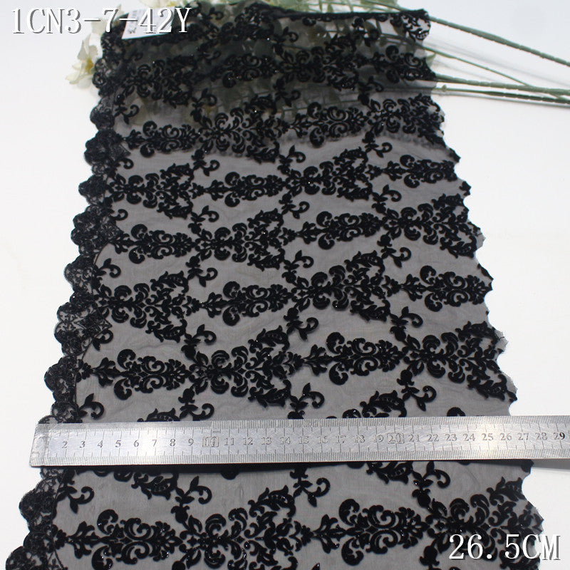 FREEDOMBEAUTY | [1Pack] Multi-color chiffon mesh full-width flocking pattern embroidery lace 28cm clothing accessories home textile lace accessories
