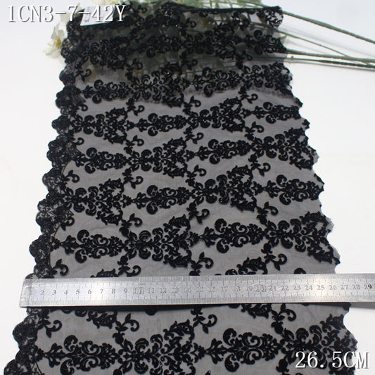 FREEDOMBEAUTY | [1Pack] Multi-color chiffon mesh full-width flocking pattern embroidery lace 28cm clothing accessories home textile lace accessories