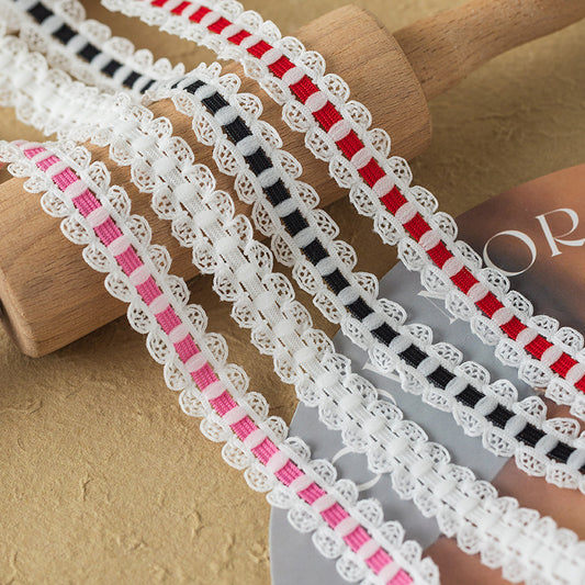 FREEDOMBEAUTY | Factory direct 1.7CM round ball bilateral mesh bud color elastic belt spot DIY toy doll decoration elastic