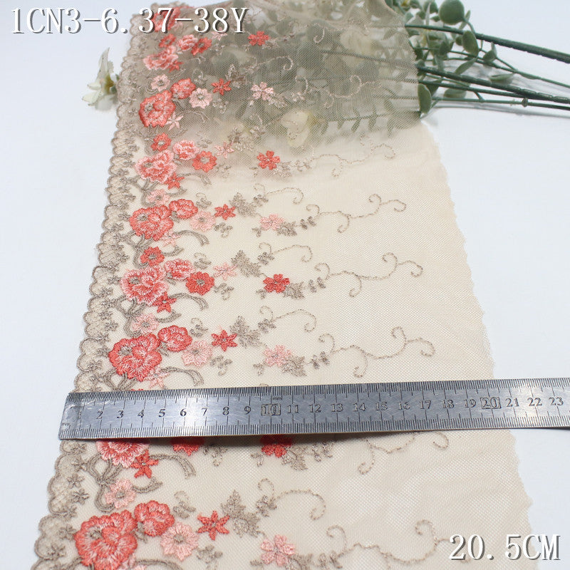 FREEDOMBEAUTY | Skin tone soft mesh embroidery orange fine embroidery small flower 20.5cm cheongsam ancient rhyme clothing DIY accessories