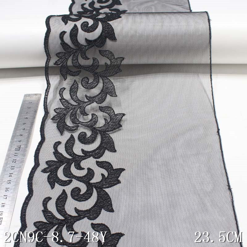 FREEDOMBEAUTY | Black mesh polyester thread wild tattoo embroidery lace, wholesale apparel performance clothes DIY lace accessories