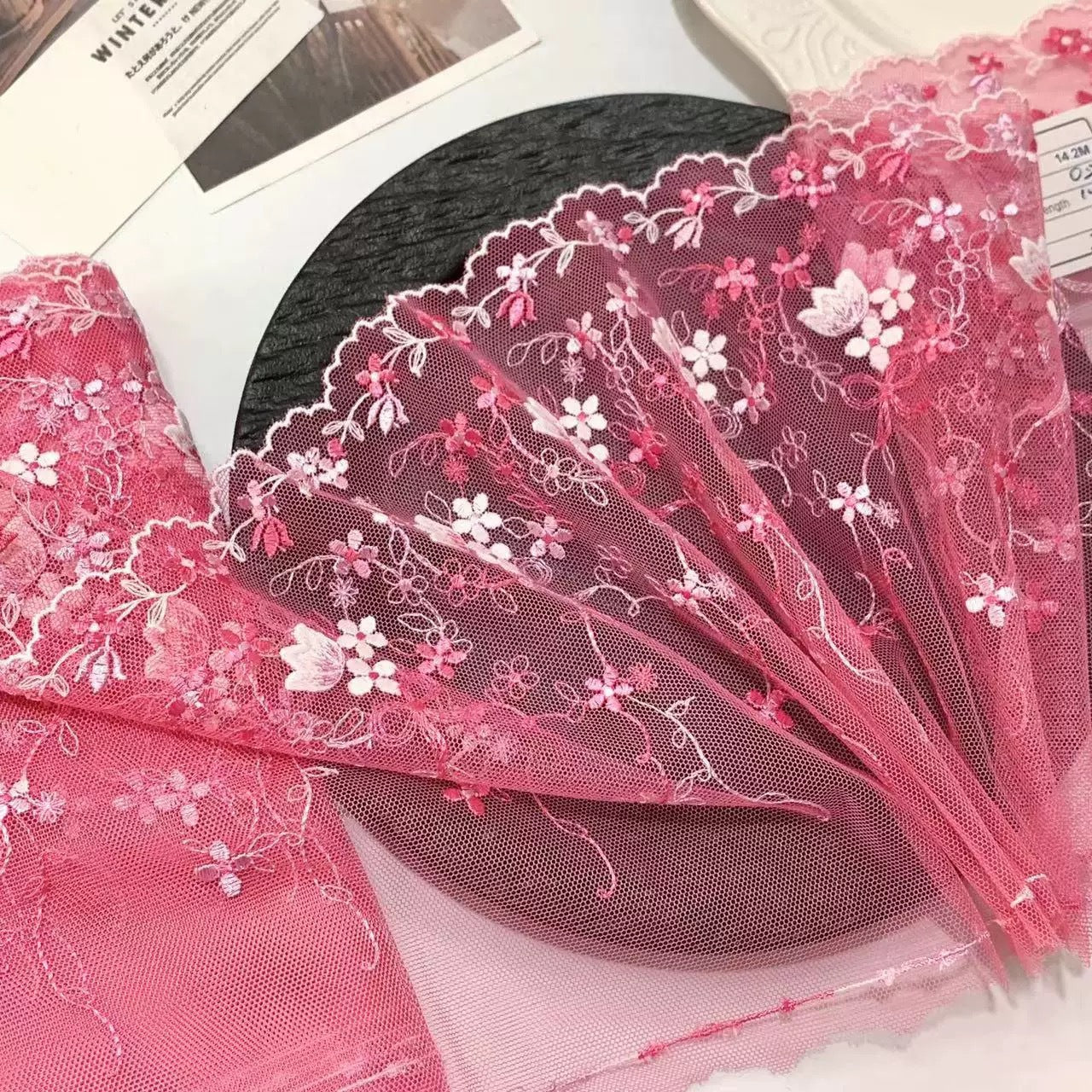 FREEDOMBEAUTY | Spot exquisite tulip mesh embroidery lace accessories decorative fabric design clothing DIY