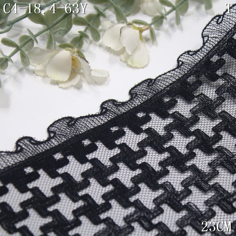 FREEDOMBEAUTY | Spot wholesale black mesh small fragrant wind thousand bird grid embroidery lace, clothing shawl curtain lace accessories DIY