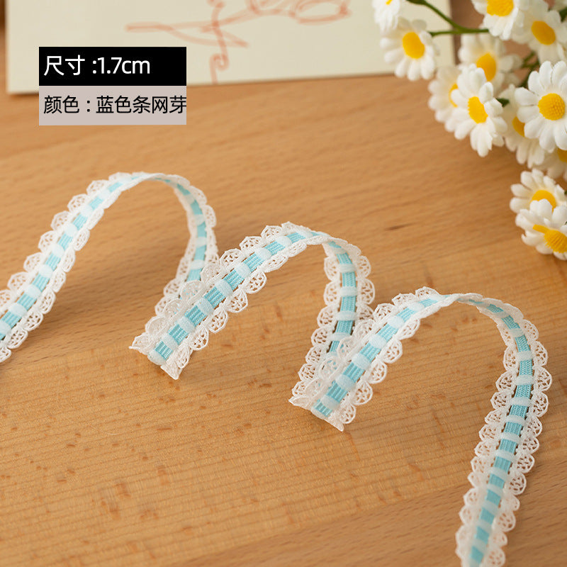 FREEDOMBEAUTY | Factory Direct 1.7CM Blue, Pink Ball Bilateral Mesh Bud Elastic Strap DIY Toy Doll Decorative Elastic