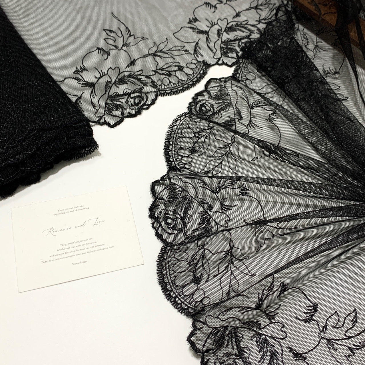 FREEDOMBEAUTY | Spot black rose embroidered mesh lace accessories decorative fabric design DIY clothing