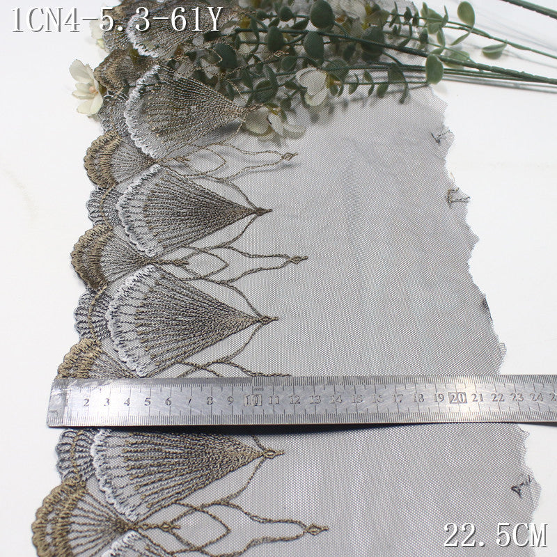 FREEDOMBEAUTY | [1pack] Three-color mesh fashion fan leaf texture embroidery lace 23cm clothing underwear skirt lace accessories