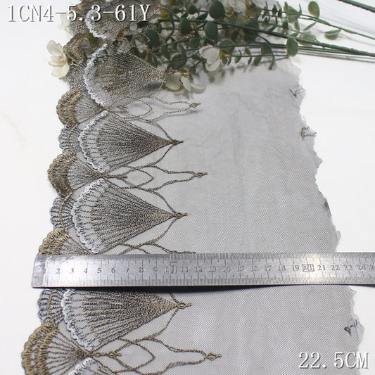 FREEDOMBEAUTY |  three-color mesh fashion fan leaf texture embroidery lace 23cm clothing underwear skirt lace accessories