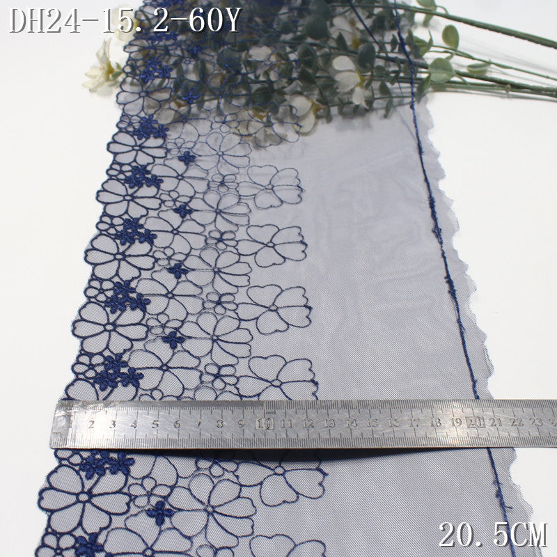 FREEDOMBEAUTY | Navy blue half-width flower light mesh embroidery lace, clothing underwear lace accessories DIY