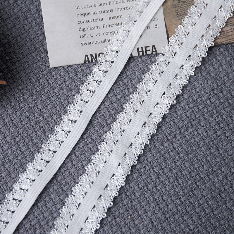 FREEDOMBEAUTY | 1.5cm/2.0cm single and double row crown pant buds, white knitted nylon stretch underwear panty lace band