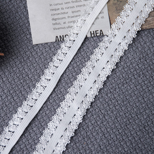 FREEDOMBEAUTY | 1.5cm/2.0cm single and double row crown pant buds, white knitted nylon stretch underwear panty lace band