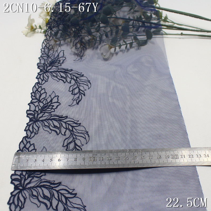 【1Pack】-Freedombeauty | Two-color mesh modern style bilateral scattered flower spikes embroidered lace 22.5cm clothing accessories