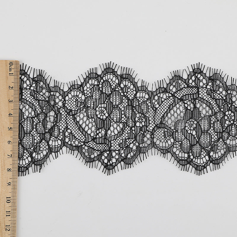 FREEDOMBEAUTY | [no- stretch] 8cm eyelash lace, black non-elastic lace edge, exquisite lace lace supplement for clothing accessories, in stock