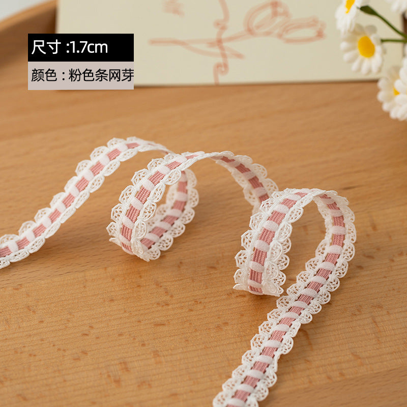 FREEDOMBEAUTY | Factory Direct 1.7CM Blue, Pink Ball Bilateral Mesh Bud Elastic Strap DIY Toy Doll Decorative Elastic