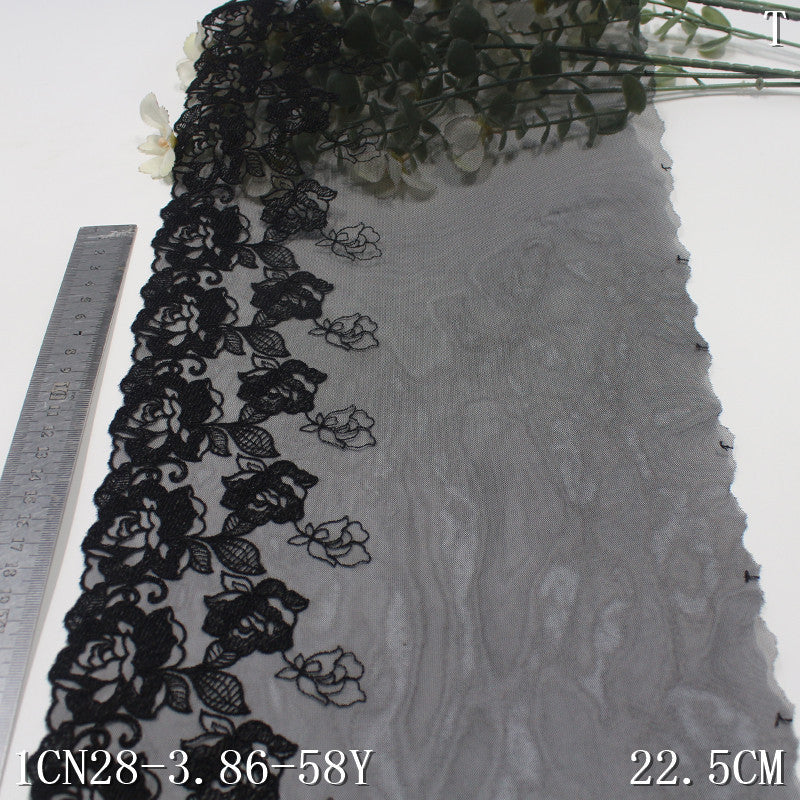 FREEDOMBEAUTY | Black and purple unilateral retro flower embroidery lace 21cm clothing home textile lace accessories