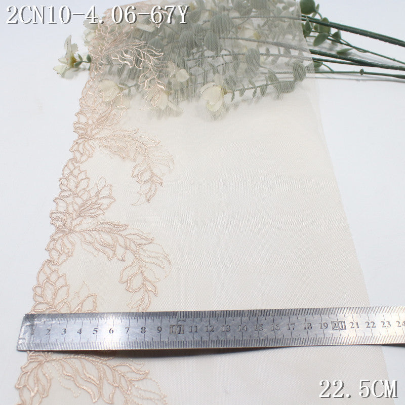 FREEDOMBEAUTY | [1Pack] Two-color mesh modern style bilateral scattered flower spikes embroidery lace 22.5cm clothing accessories