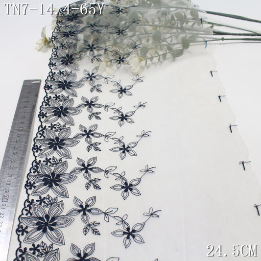 FREEDOMBEAUTY | [1Pack] Fresh and elegant white mesh yarn exquisite flower embroidery lace 24.5cm clothing headgear dressing accessories