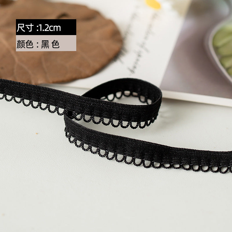 FREEDOMBEAUTY | Factory direct 1.2CM elastic tooth belt, white/black spot nylon M-shaped elastic belt, clothing elastic accessories