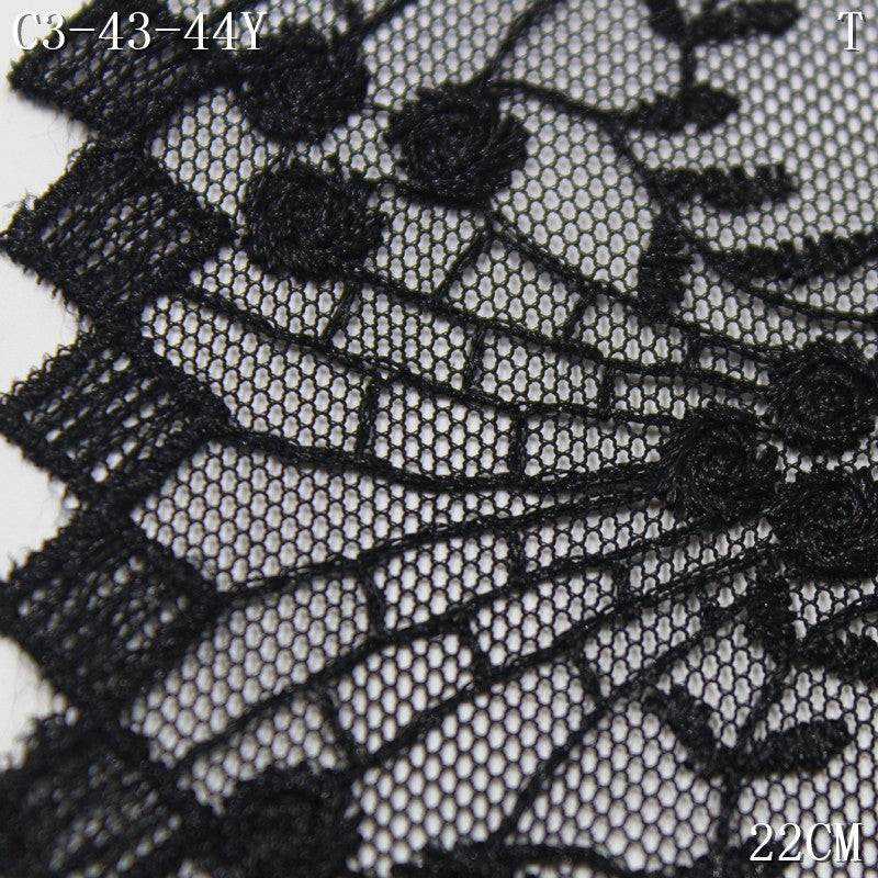 FREEDOMBEAUTY | Spot black mesh embroidery lace bilateral radioactive pattern, fashion underwear accessories lace lace accessories