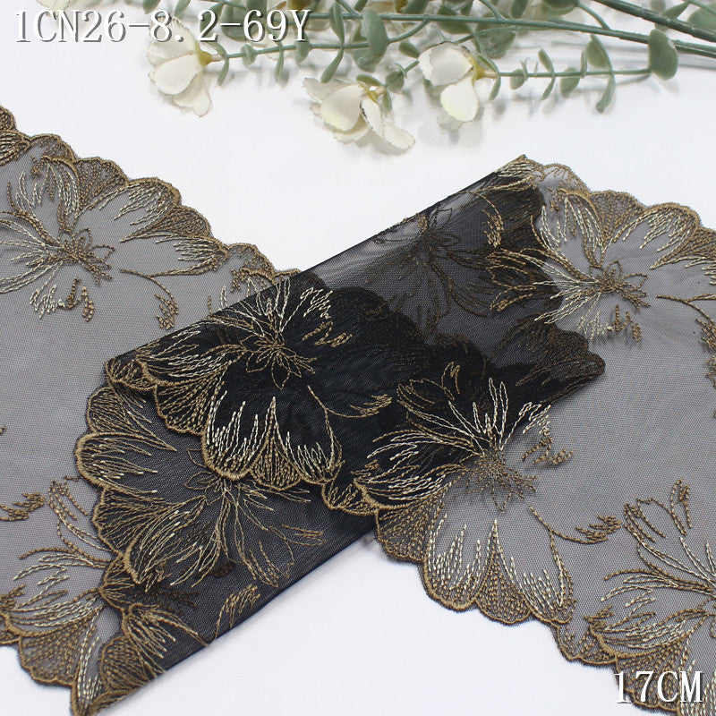 FREEDOMBEAUTY | [1Pack] Cool classical multi-color bilateral silver thread large flower embroidery lace 31cm clothing dress headscarf lace accessories