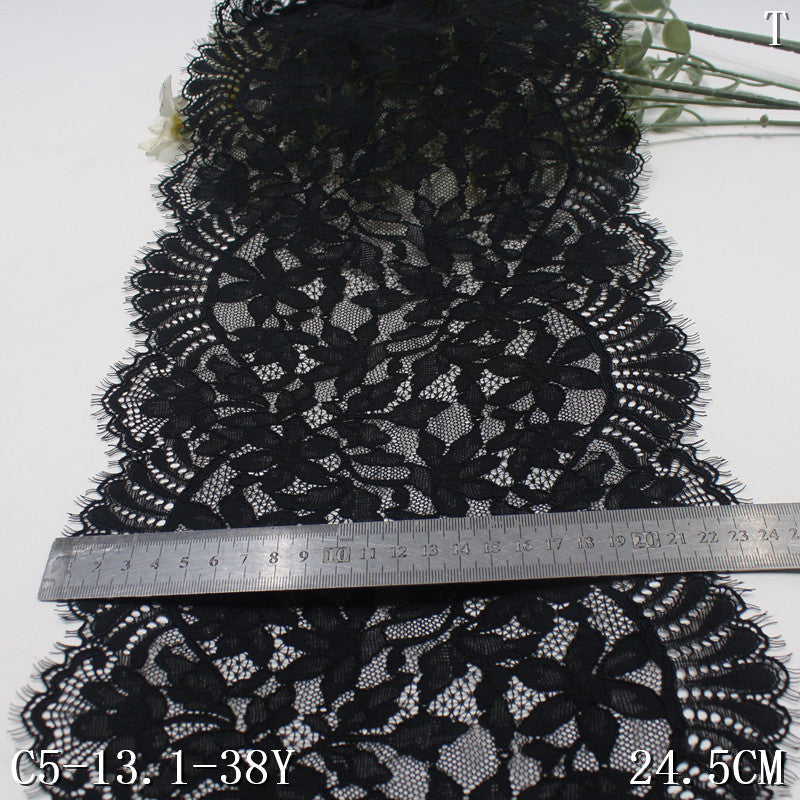 freedombeauty|Carbon Black Full Pattern Retro Sexy Stretch Eyelash Lace Semi-Transparent Soft Lingerie Accessories DIY