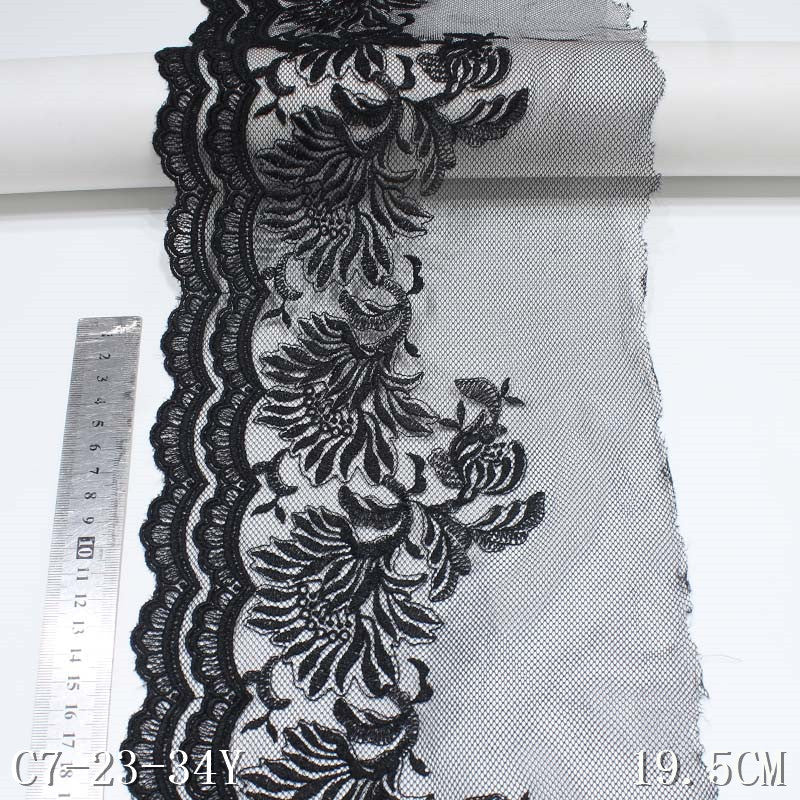 【1pack】-freedombeauty|In Stock Black Embroidered Lace Crown Double Layer Wavy Polyester Material Soft Sofa Cushion Tablecloth Accessories