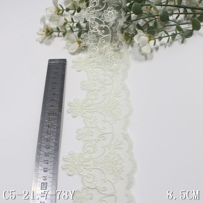 【1pack】-freedombeauty|Multicolor Mesh Exquisite Vintage Small Flower Embroidery Lace 8cm Clothing Hair Accessories Lace Trim DIY