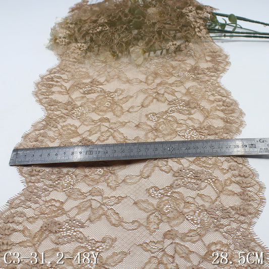 freedombeauty|Dark Skin Tone Double Wave Retro Floral Lightweight Non-Elastic Eyelash 28cm Clothing Lingerie Lace Trim Accessories