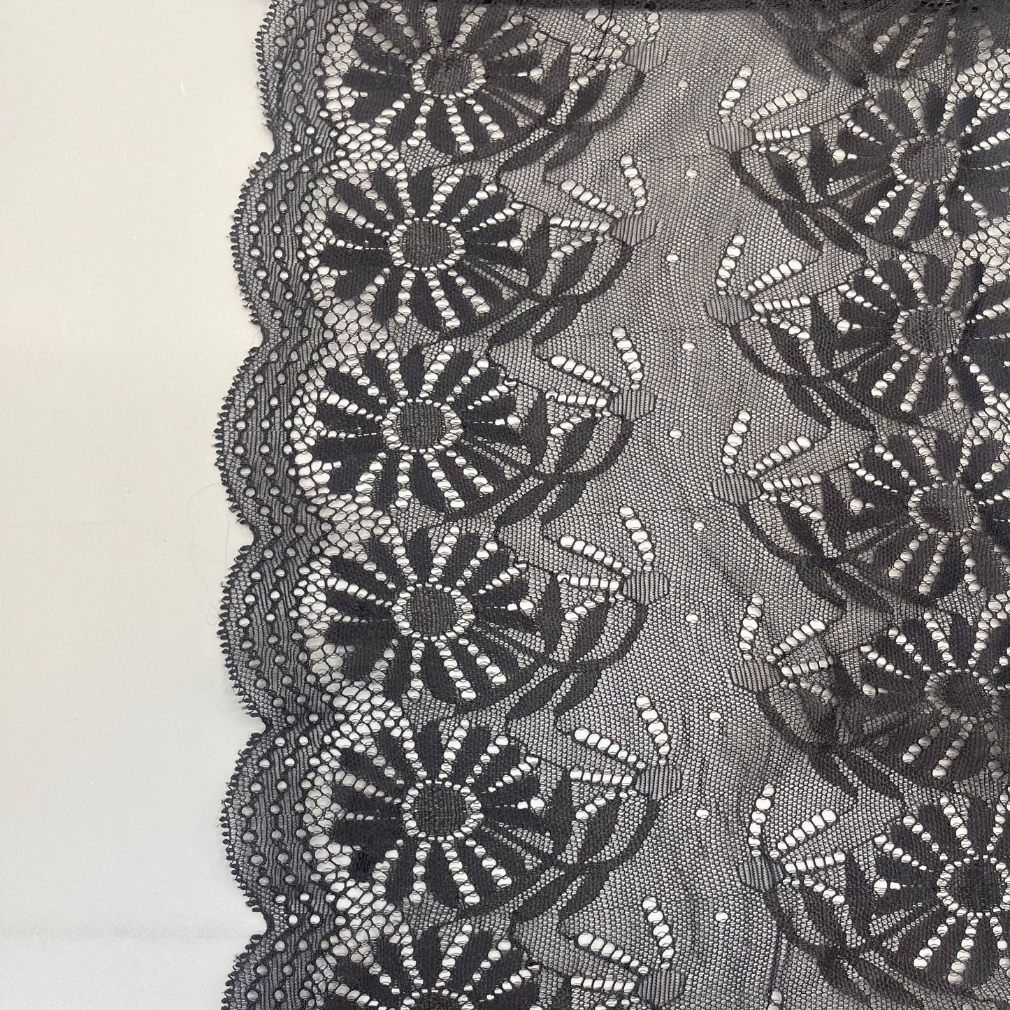 freedombeauty|23CM Black Lace Trim Fashionable High-Quality Large Lace Elastic Trim Clothing Home Accessories