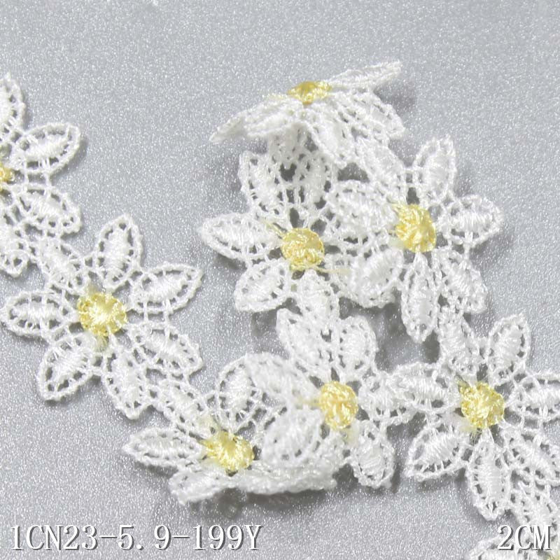 freedombeauty|Water-Soluble Lace Small Flower Two-Color Optional 3D Embroidery Lace 2cm Wide Hat Decoration Handmade DIY Lace