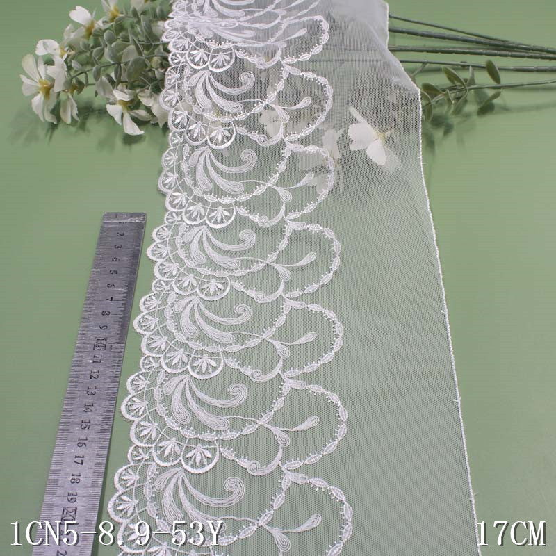 【1pack】-freedombeauty | Multicolor Lightweight Mesh Ancient Style Single-Sided Pattern Embroidery Lace DIY Hanfu Clothing Lace Trim Accessories