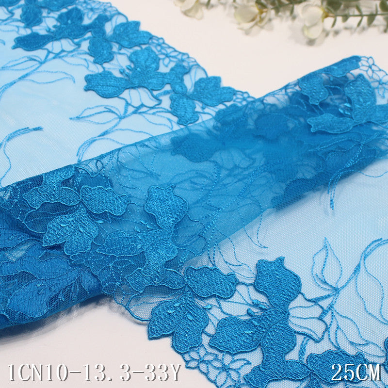 【1pack】-freedombeauty|Coast Blue Double-Sided Vintage Flower Embroidery Lace 25cm Curtain Sofa Cushion Lace Trim DIY
