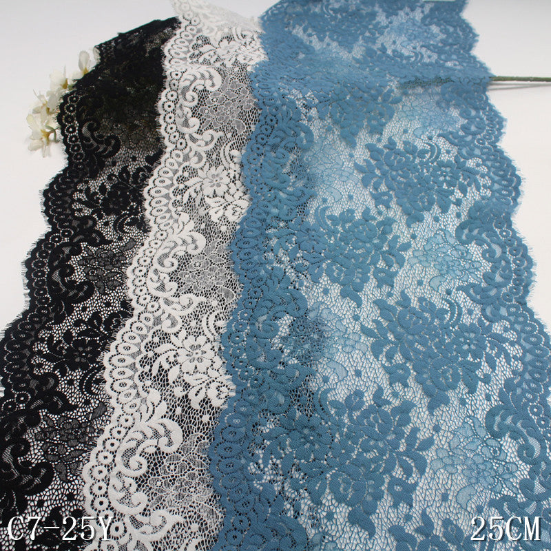 freedombeauty|Multicolor Double-Sided Wavy Asymmetrical Elastic Wide Eyelash Lace Trim Curtain 26cm Lace Trim Accessories