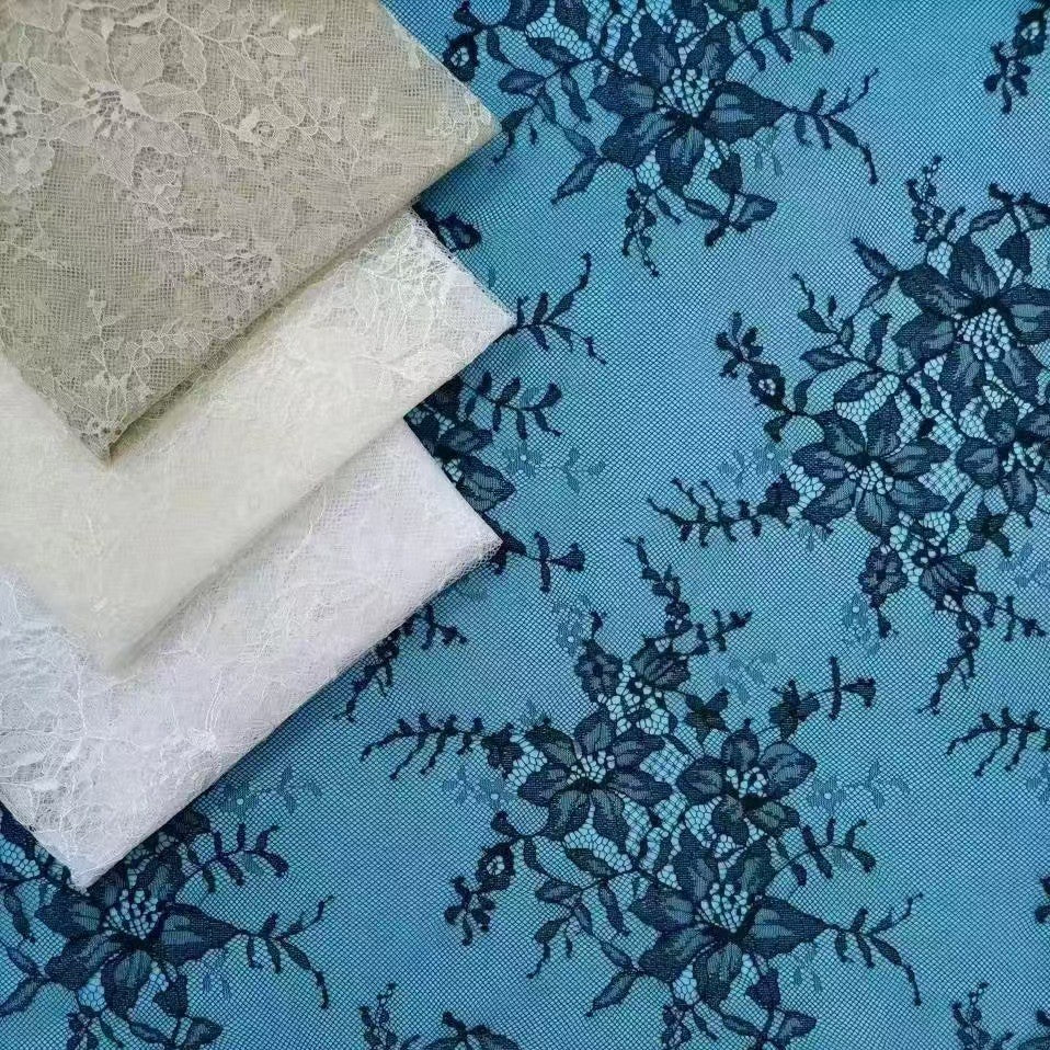 freedombeauty|Hot-Selling Nylon Stretch Lace Mesh Thin Cut Jacquard Lace Close-Fitting Fabric Base Shirt Sheer Hollow Out Fabric