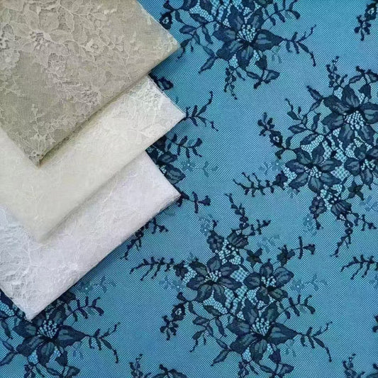 freedombeauty|Hot-Selling Nylon Stretch Lace Mesh Thin Cut Jacquard Lace Close-Fitting Fabric Base Shirt Sheer Hollow Out Fabric