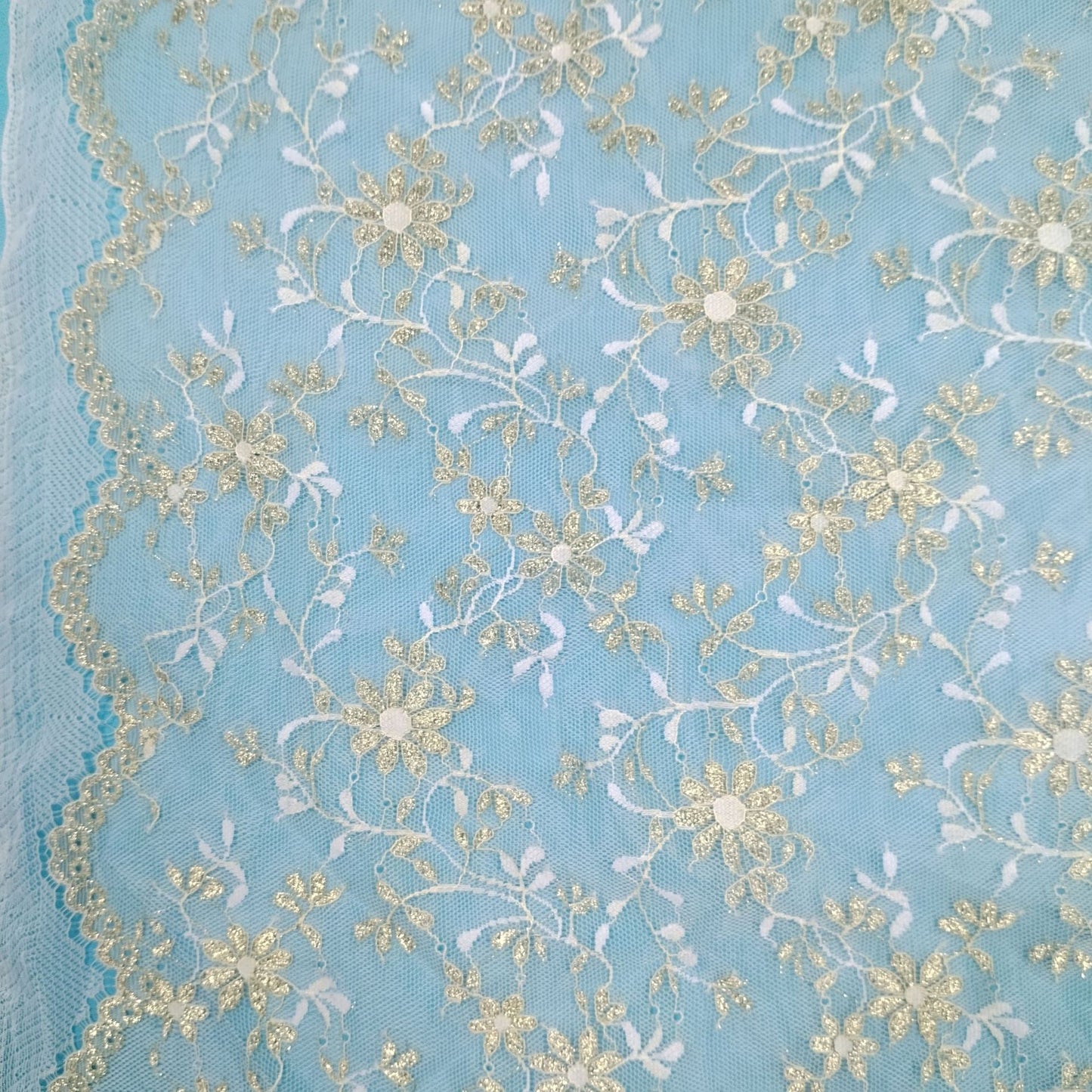 freedombeauty|Chrysanthemum Gold Thread Silver Thread Dot Nylon Lace Fabric Flower Lace Fabric Women's Clothing Dress Lace