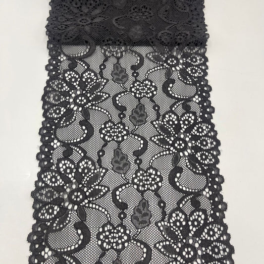 freedombeauty|18cm Black and White Hollow Elastic Lace Trim DIY Clothing Lingerie Lace Wedding Dress Accessories