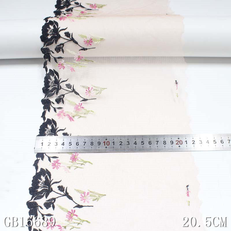 【1pack】-freedombeauty|Premium Pink Mesh Fresh Polyester Flower Embroidery Lace Trim for Lingerie Performance Costume Lace Accessories