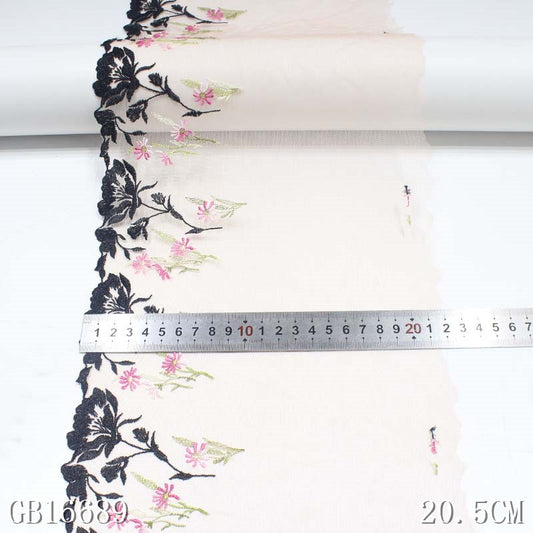 【1pack】-freedombeauty|Premium Pink Mesh Fresh Polyester Flower Embroidery Lace Trim for Lingerie Performance Costume Lace Accessories